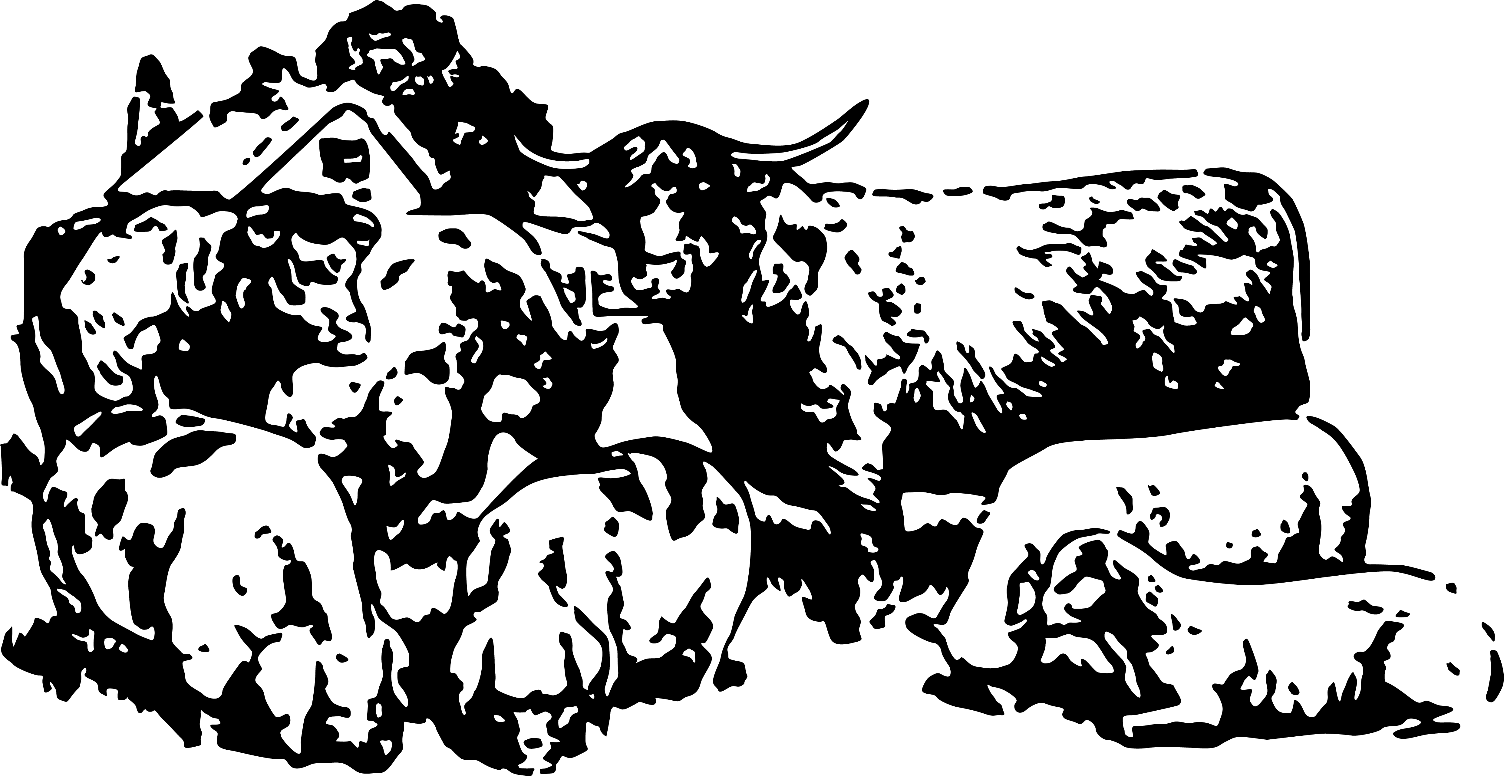 An image of part of the C Webb & Sons logo, showing a farm yard with a cow, pigs and sheep in black.